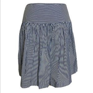 Gap blue and white striped pleated skirt